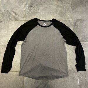 George Gray and Black Raglan Long Sleeve Tee